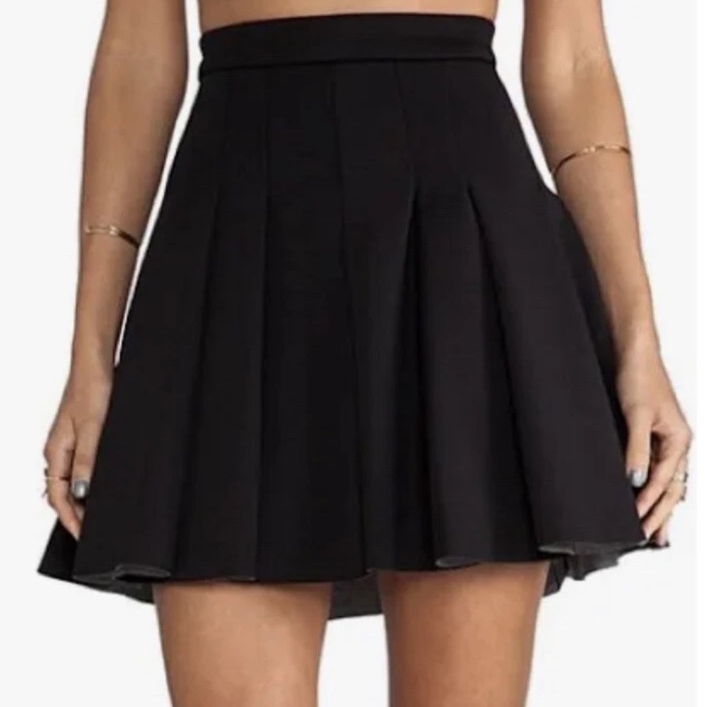 T ALEXANDER WANG Black Neoprene Box Pleated Mini Skirt Size Small Whimsigoth